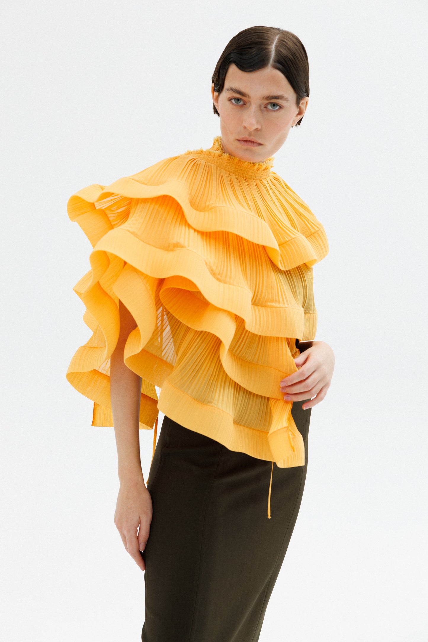 Transformed plisse chiffon top