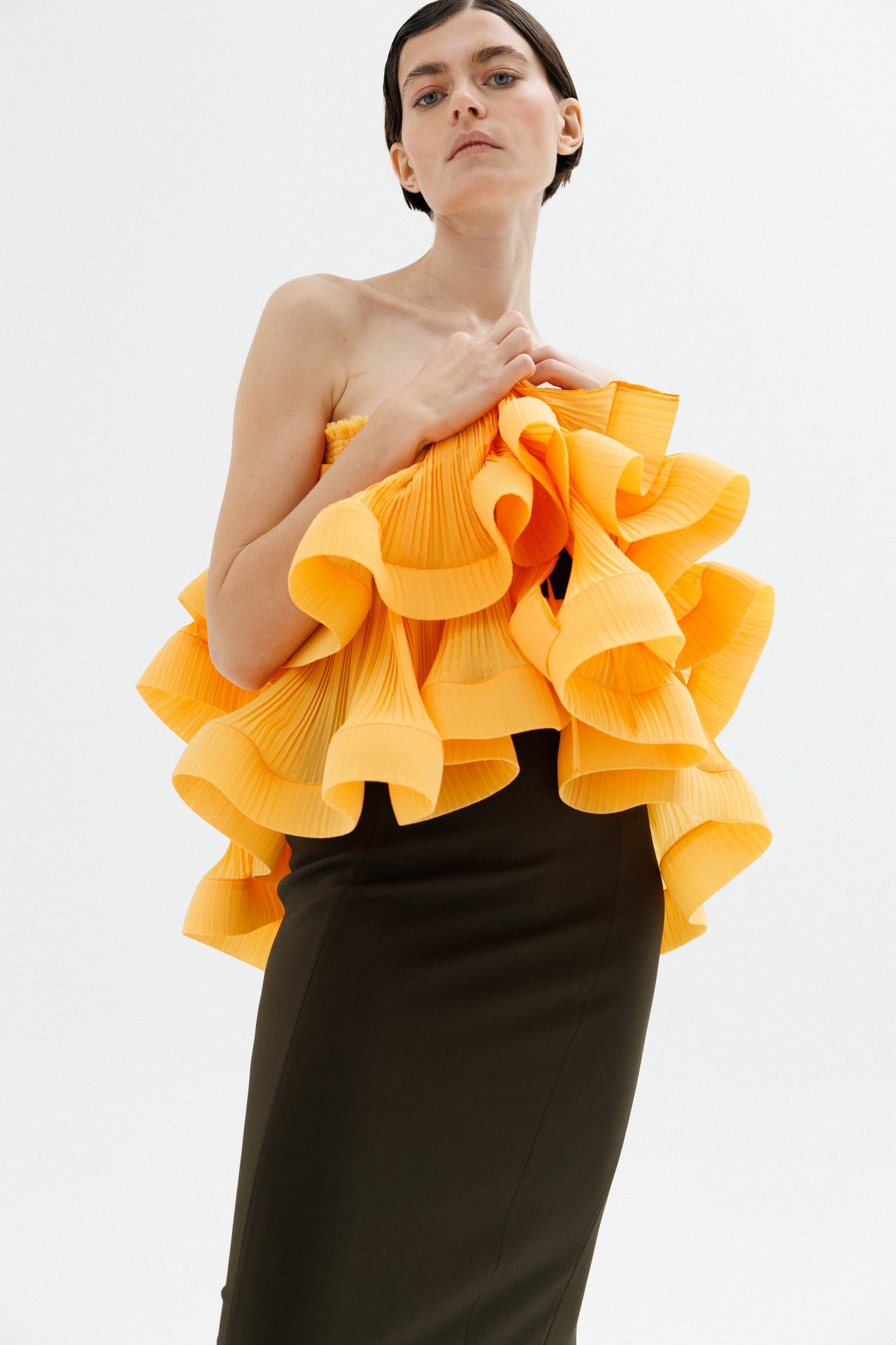 Transformed plisse chiffon top