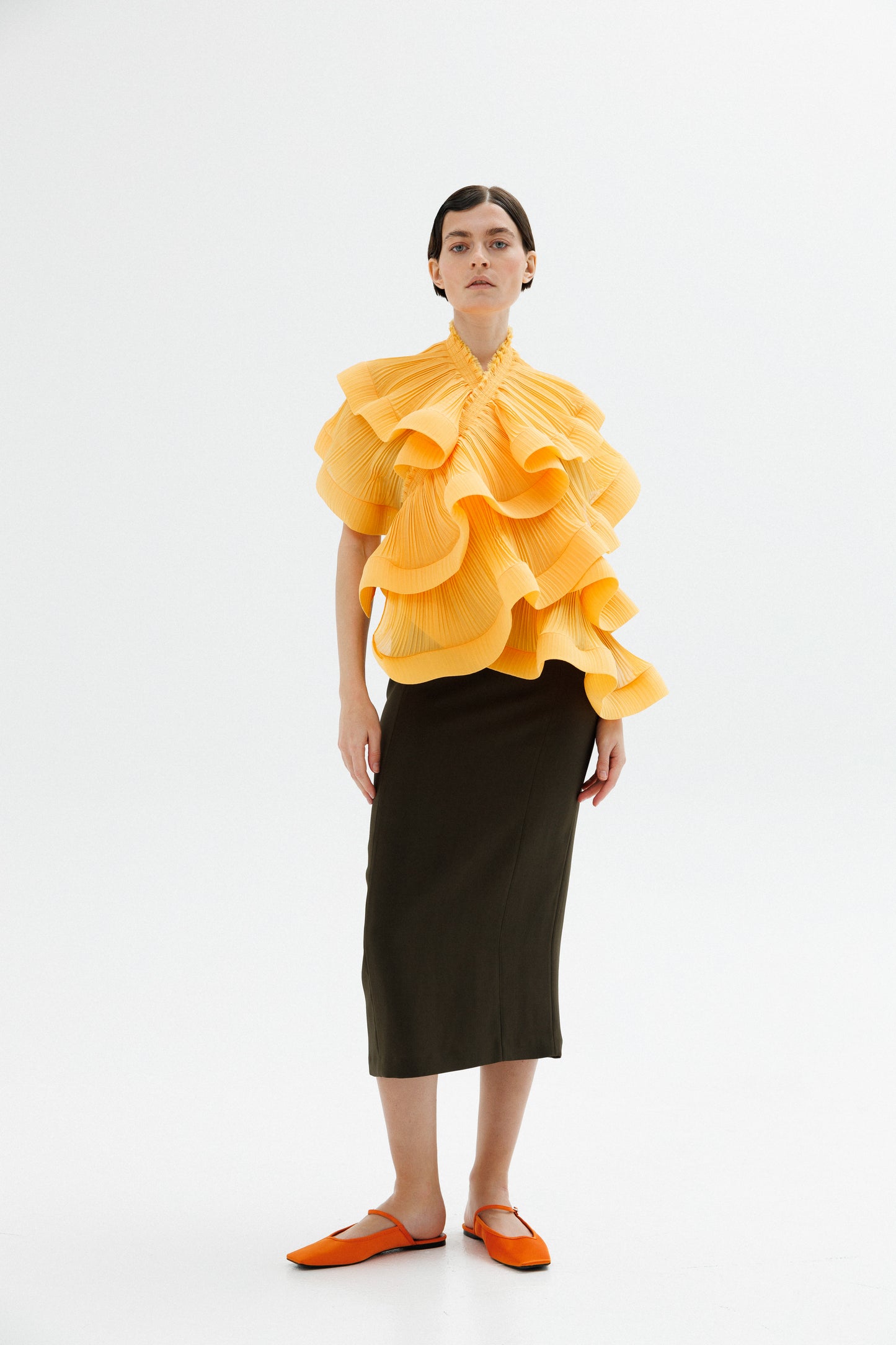 Transformed plisse chiffon top