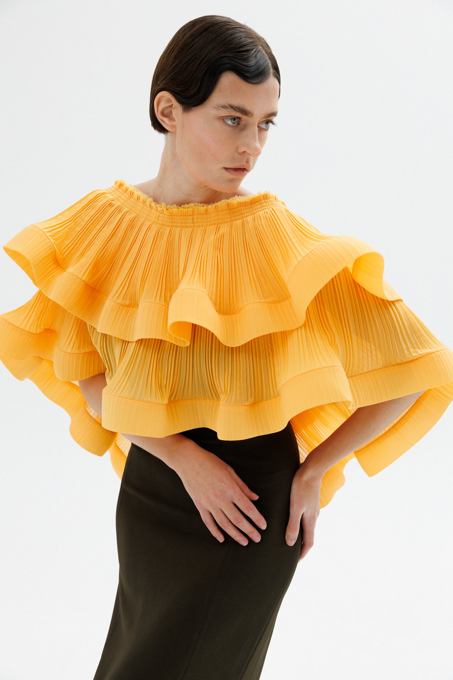 Transformed plisse chiffon top