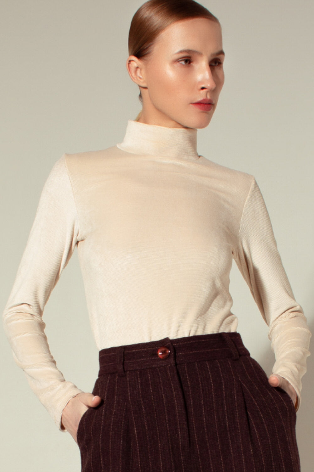 Velvet turtleneck top