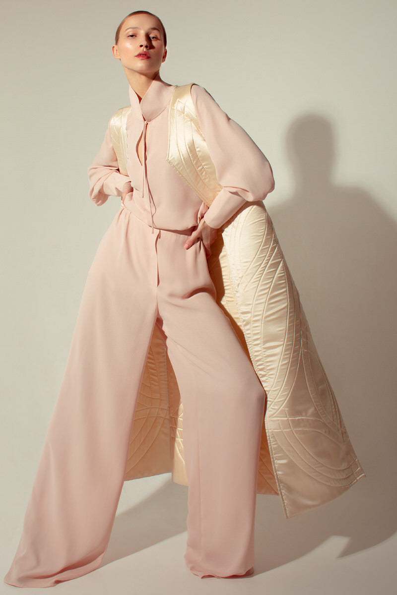 Crepe wide-leg pants