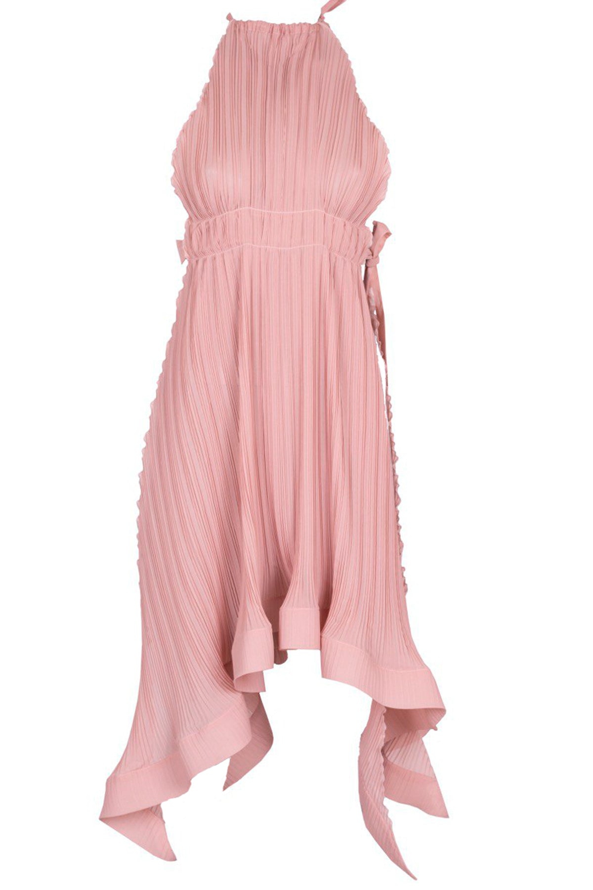 Asymmetric transformer plisse chiffon dress