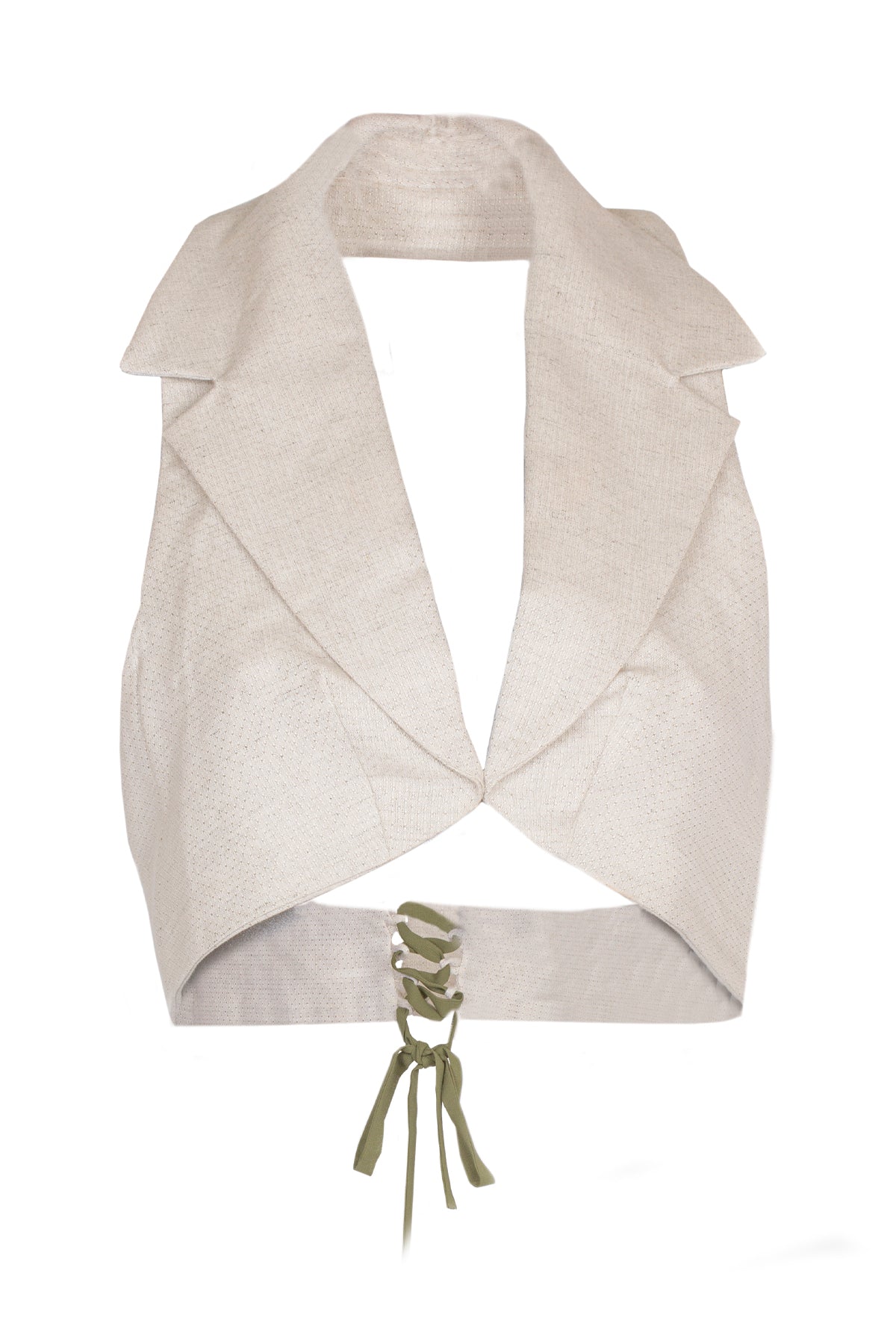 Cropped cotton and hemp-blend top vest