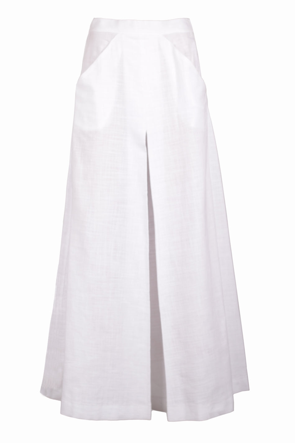 Cotton-linen wide-leg pants
