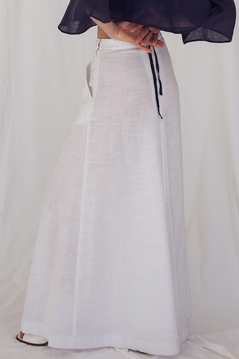 Cotton-linen wide-leg pants
