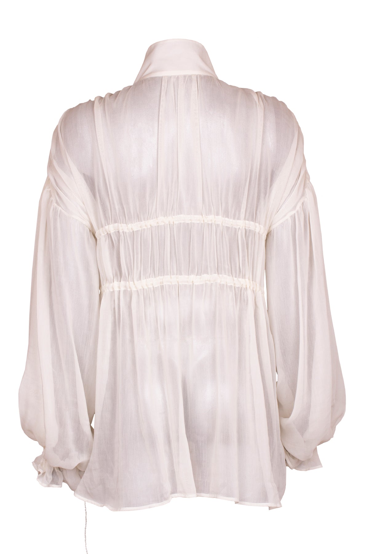 Sheer cotton-silk blouse with pearl detailing