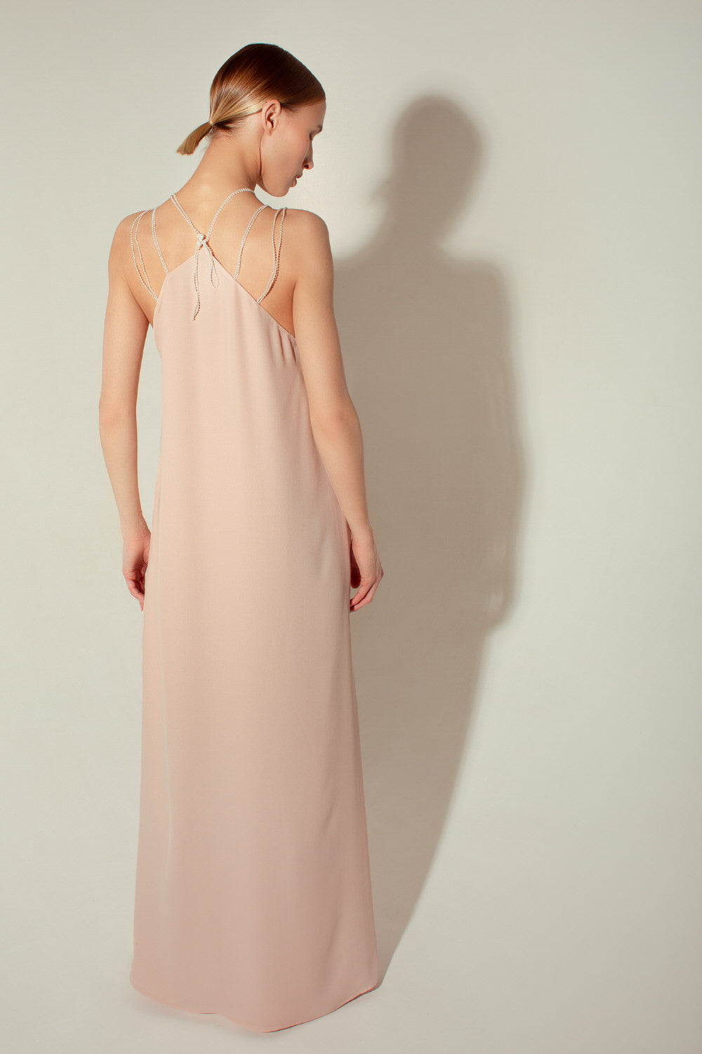 Pearl-trimmed chiffon crepe maxi dress