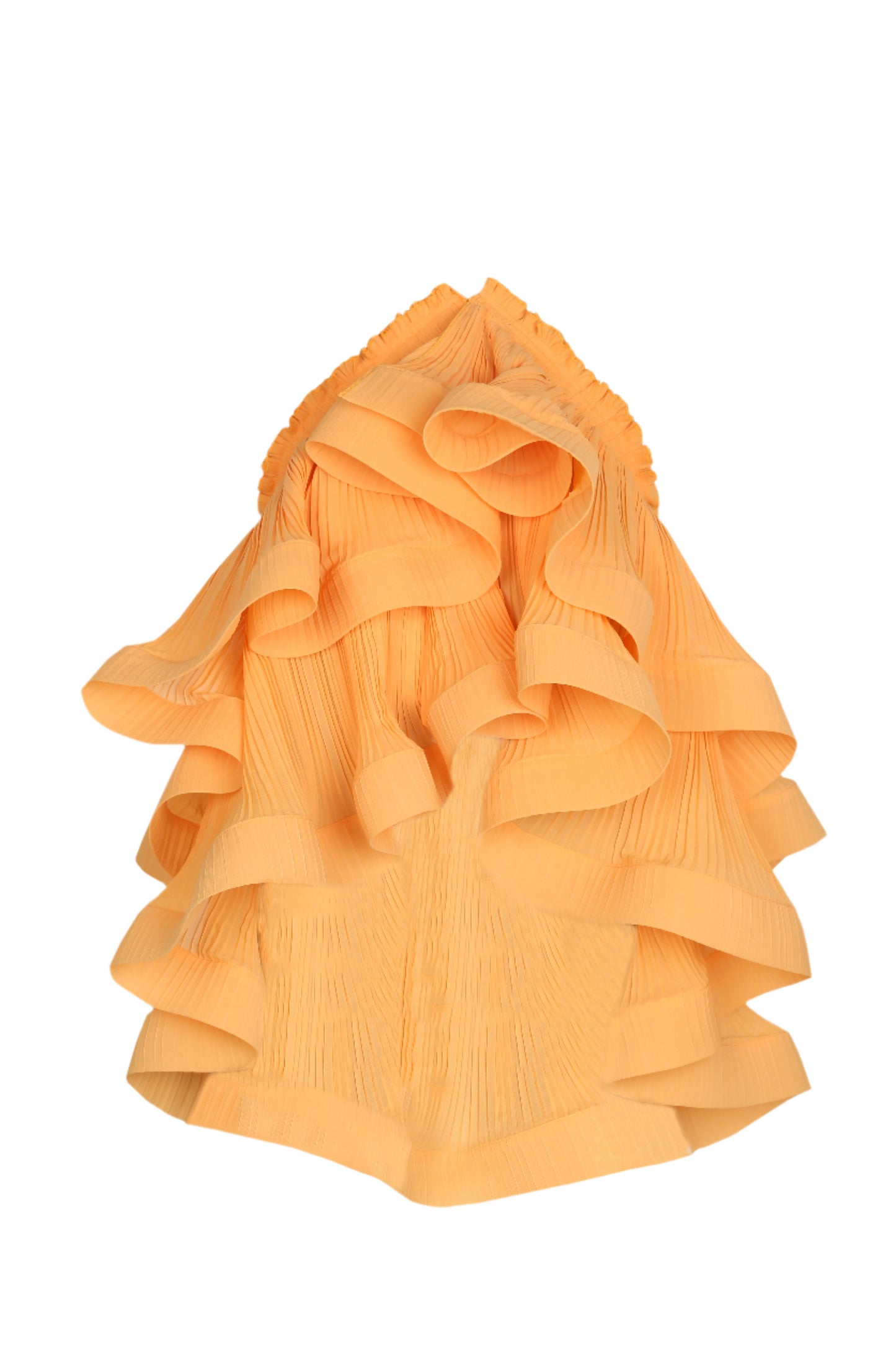 Orange ruffled dress on a white background