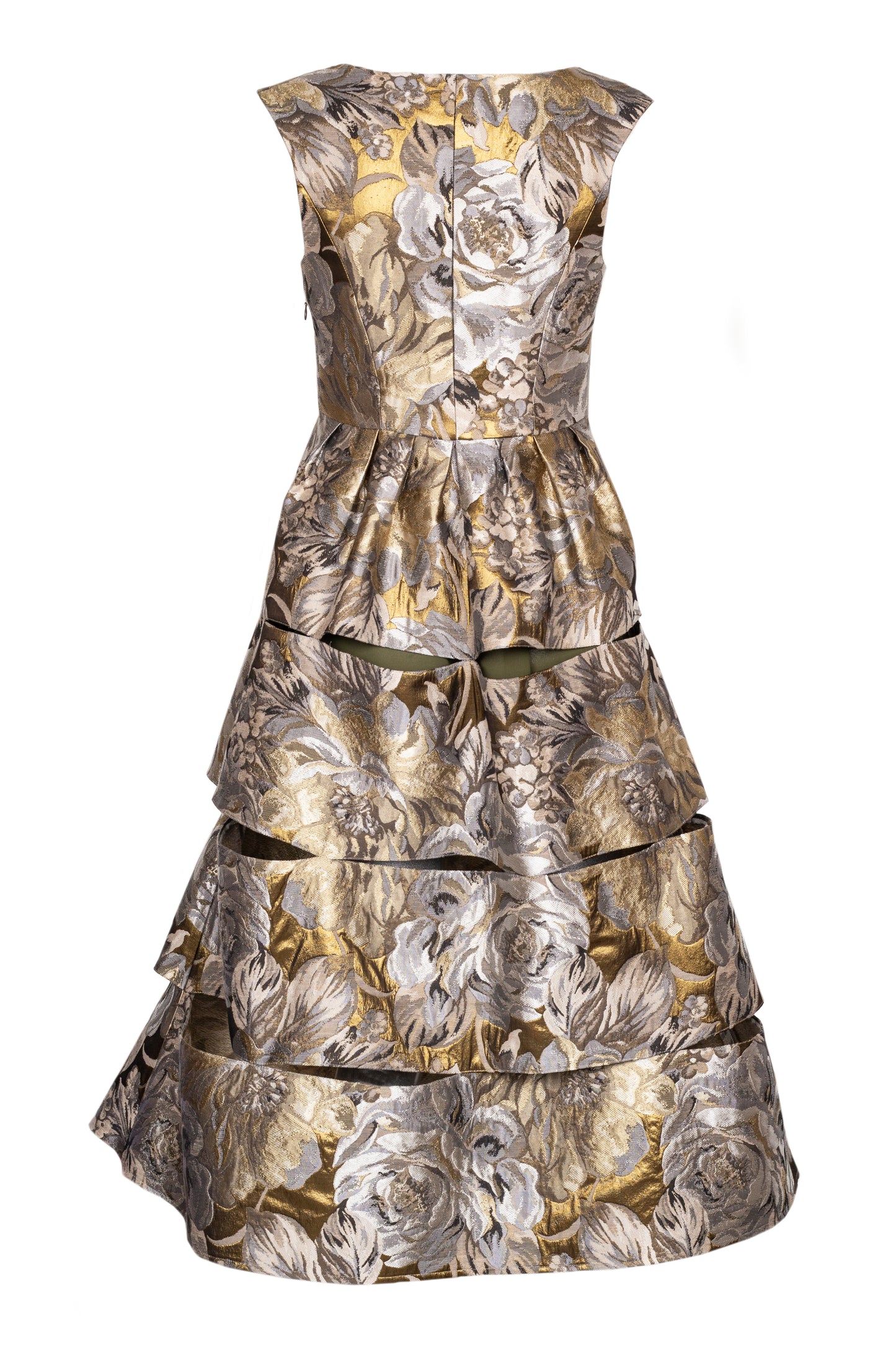 Tiered crinkled jacquard midi dress