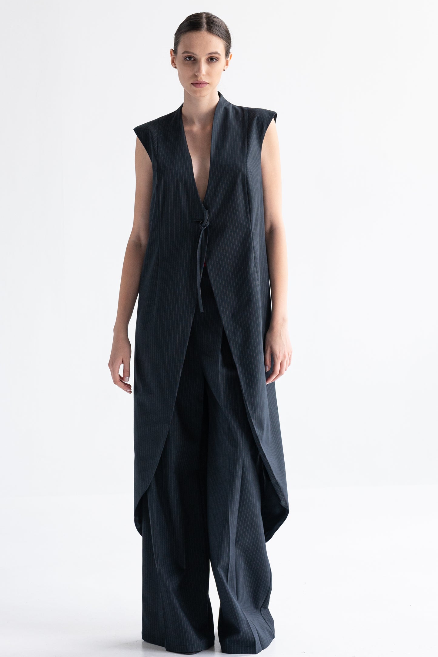 Navy-blue striped waistcoat