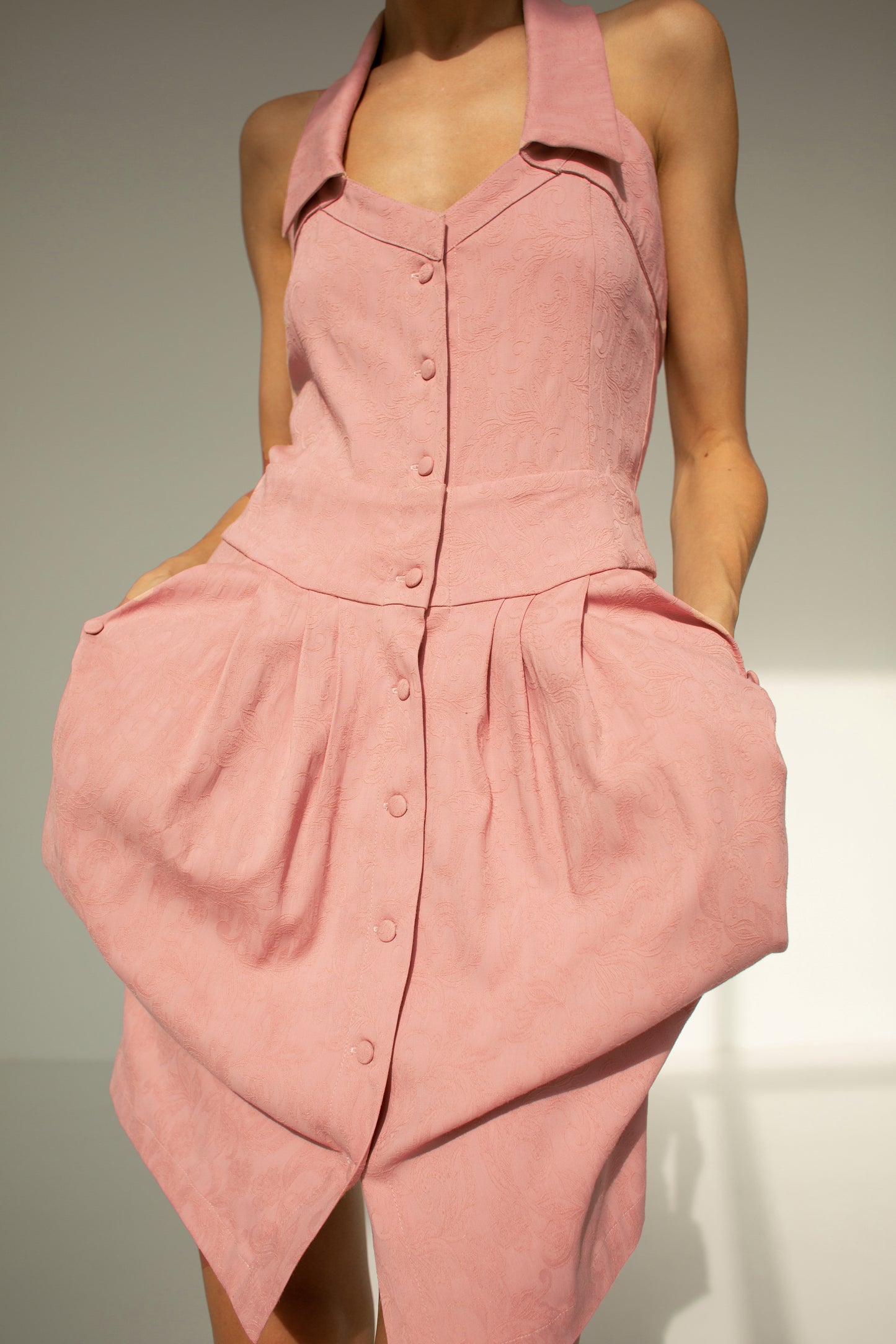 Robe asymétrique en coton jacquard