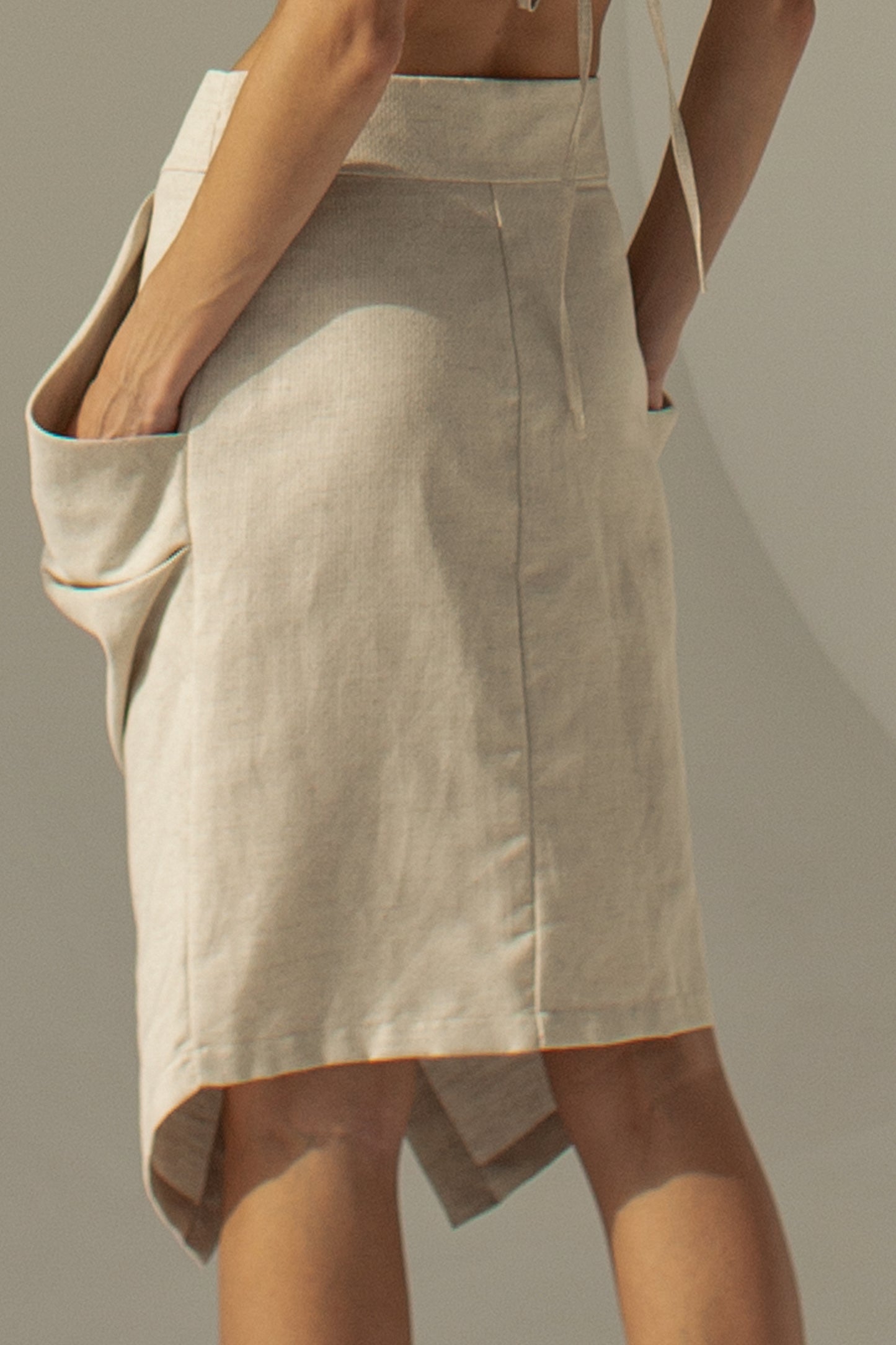 Asymmetric cotton and hemp-blend skirt