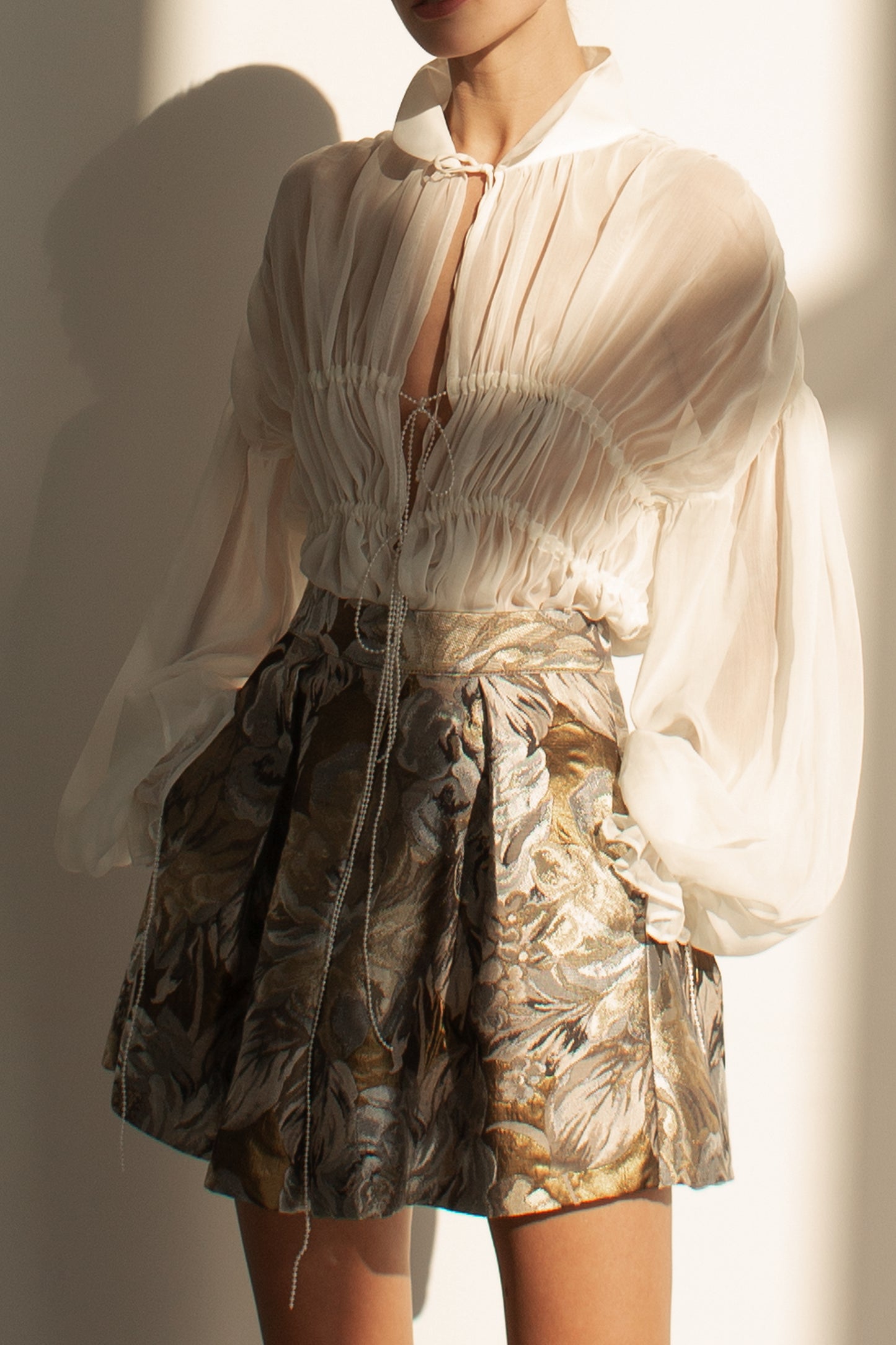 Floral Metallic Jacquard Shorts