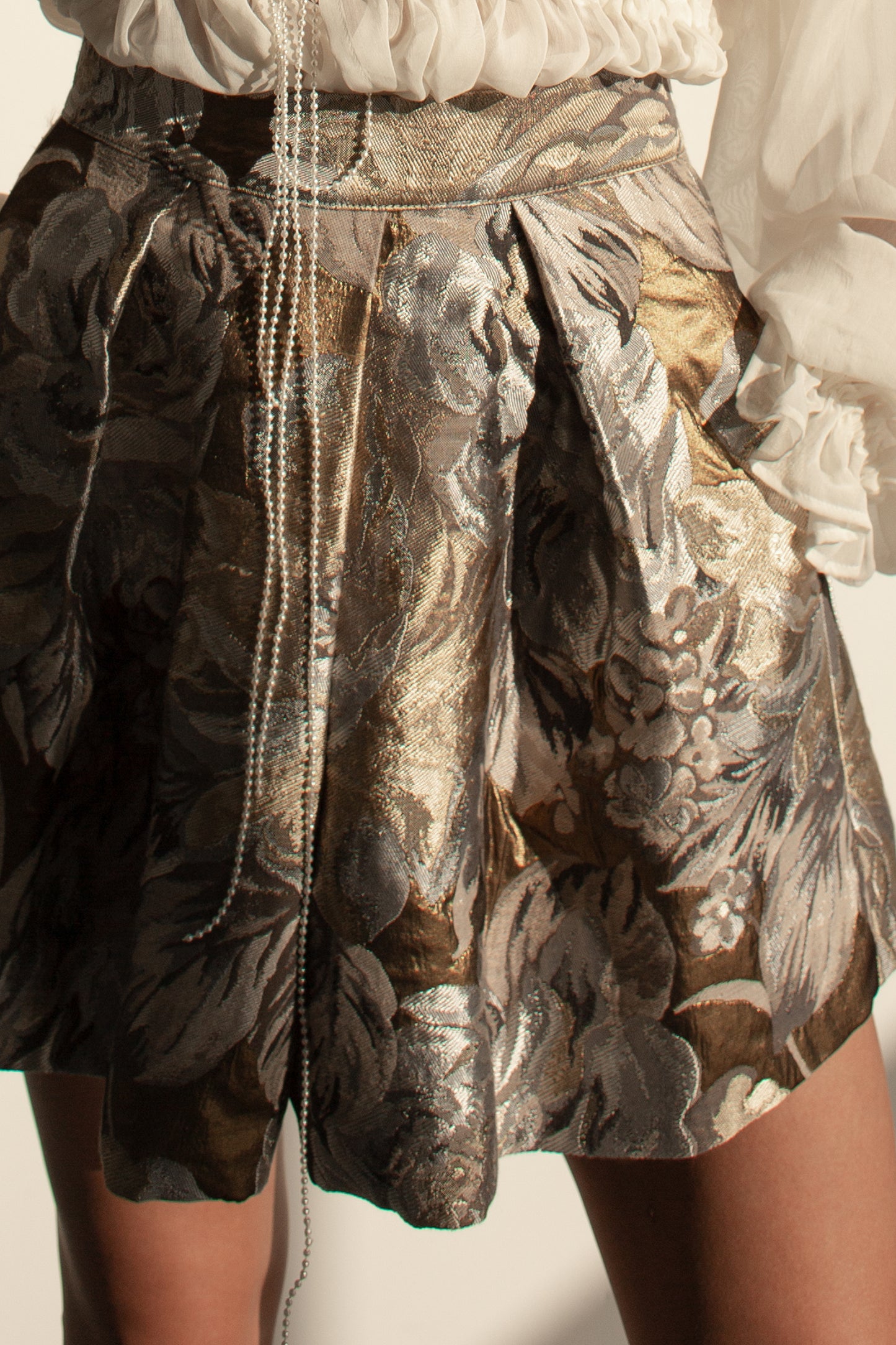 Floral Metallic Jacquard Shorts