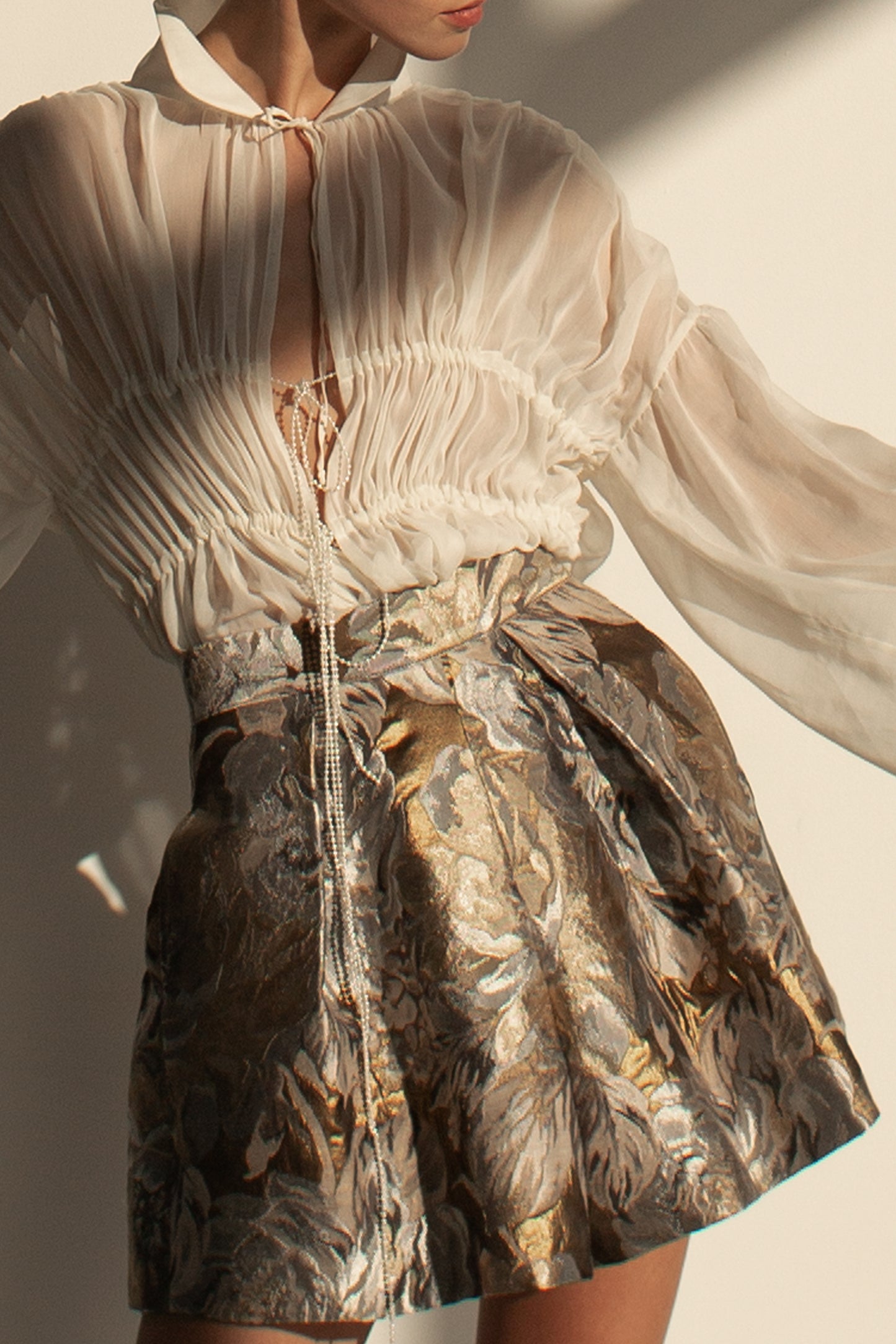 Floral Metallic Jacquard Shorts