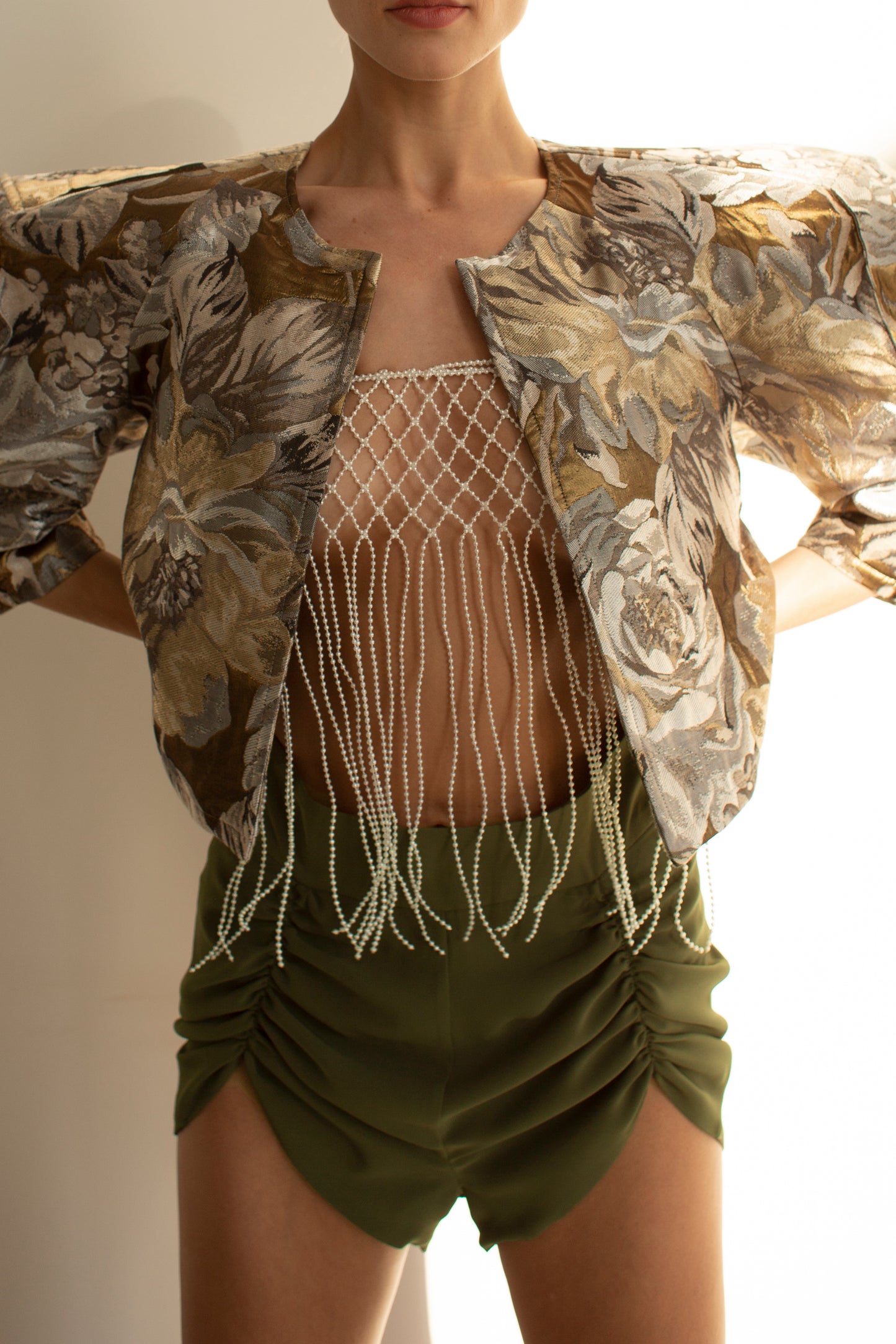 Cropped chiffon shorts