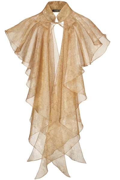 Col roulé en organza jacquard à volants
