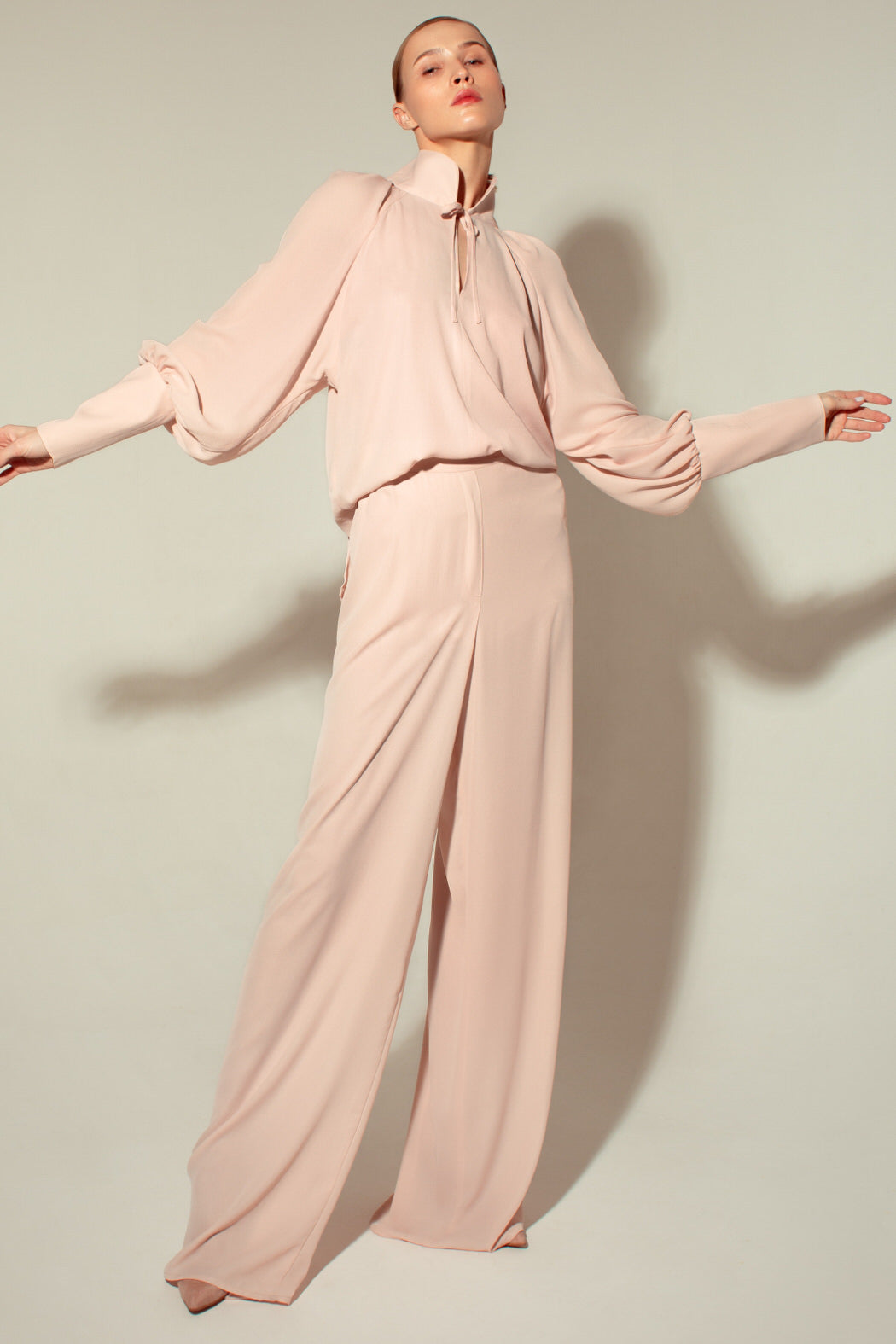 Crepe wide-leg pants