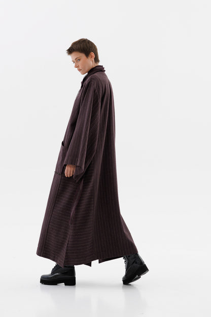 Драпірований вовняний піджак у тонку смужку