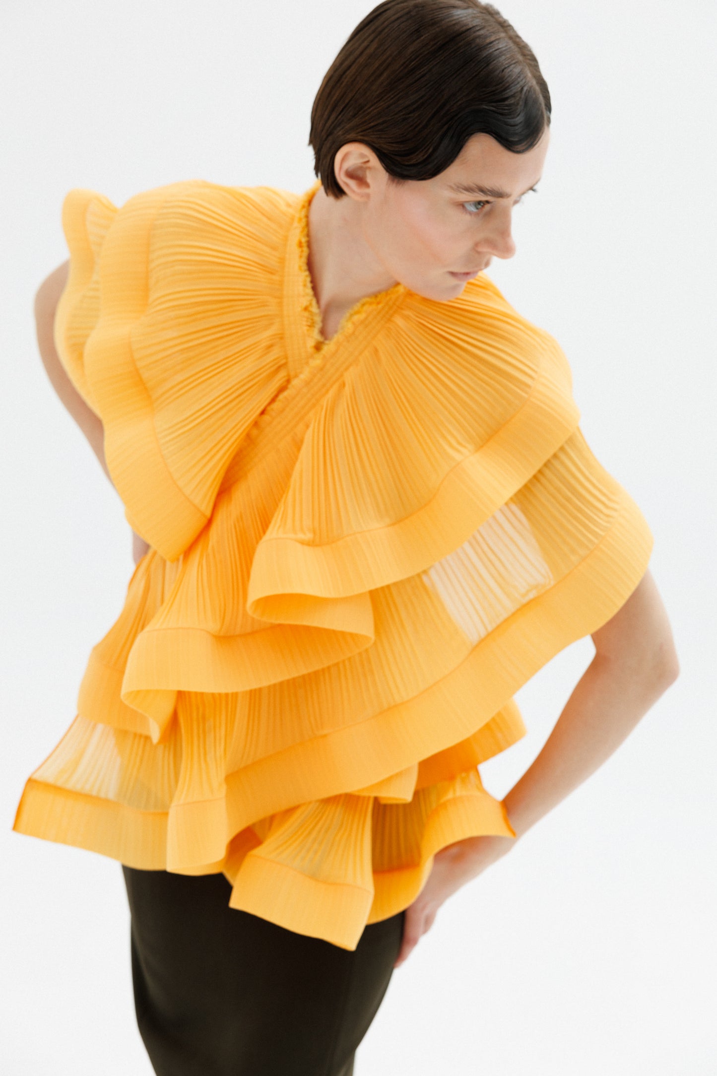 Transformed plisse chiffon top