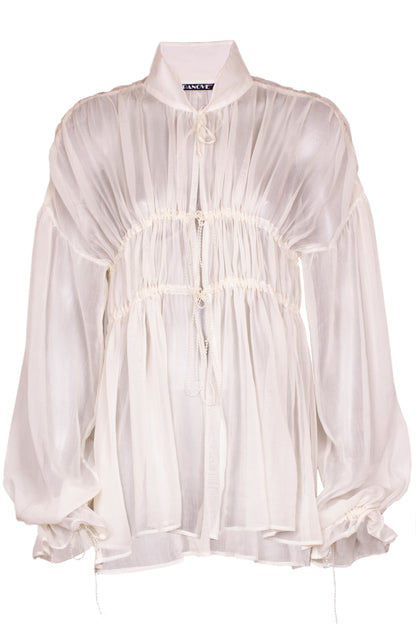 Sheer cotton-silk blouse with pearl detailing