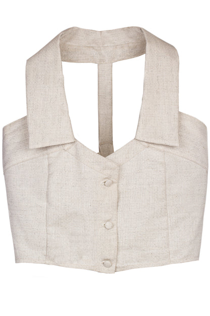 Cropped organic cotton and hemp-blend  top