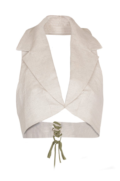 Cropped cotton and hemp-blend top vest