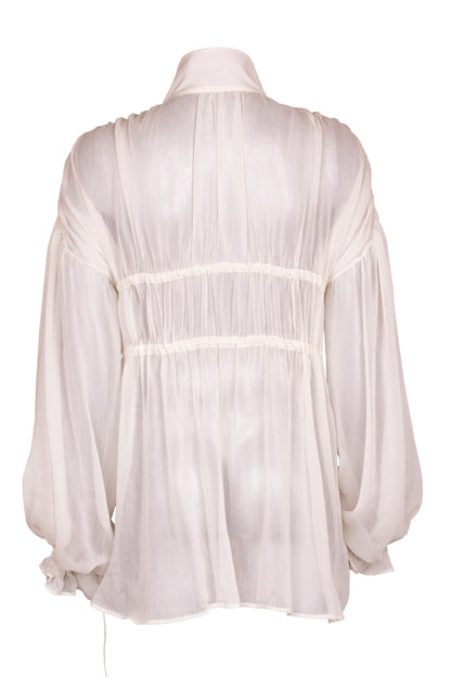 Sheer cotton-silk blouse with pearl detailing