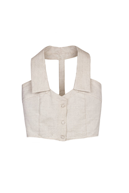 Cropped organic cotton and hemp-blend  top