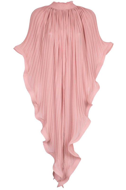 Asymmetric transformed plisse chiffon blouse