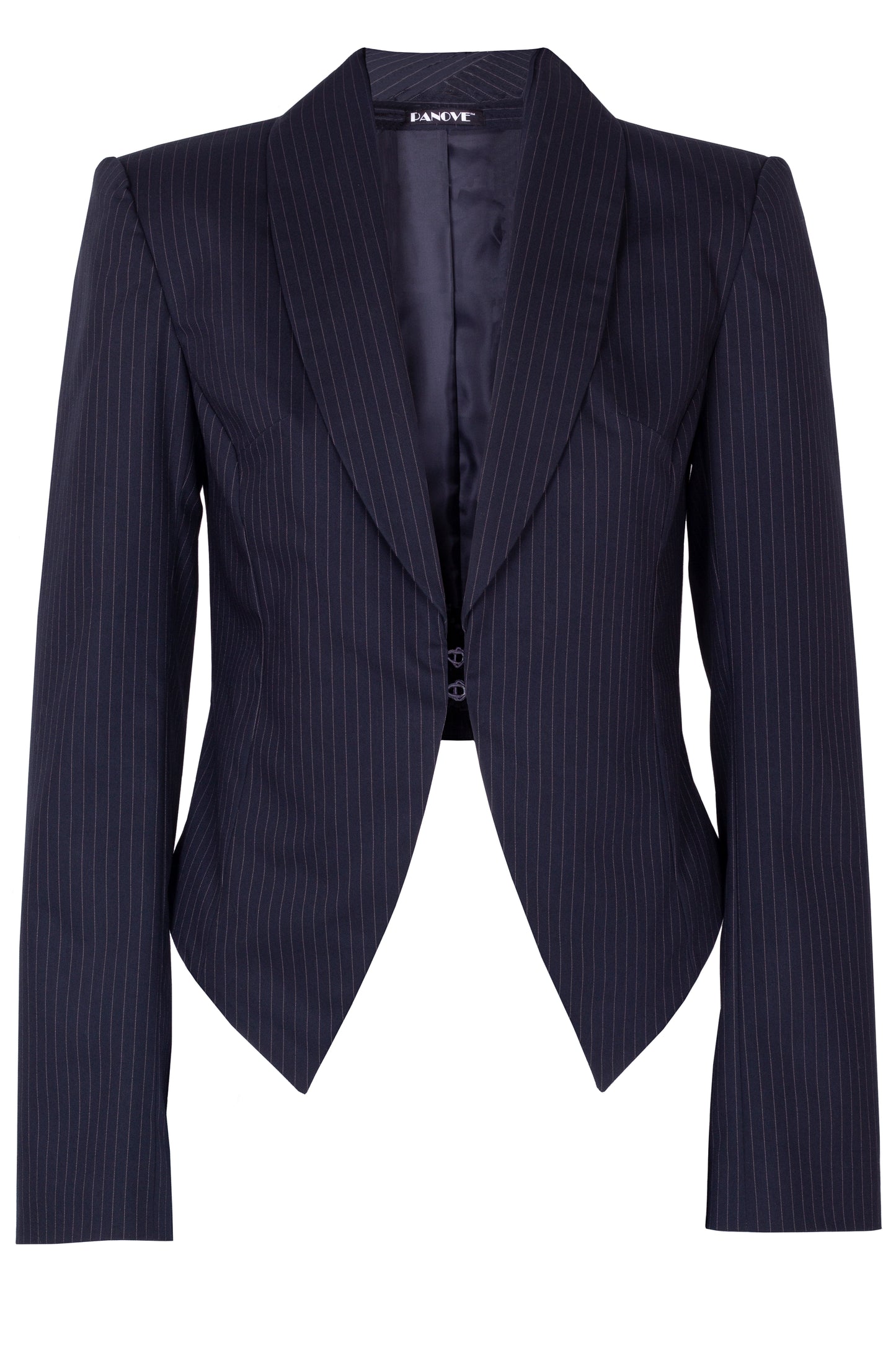 Navy-blue short striped jacket