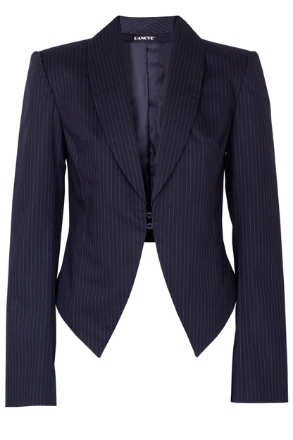 Navy-blue short striped jacket