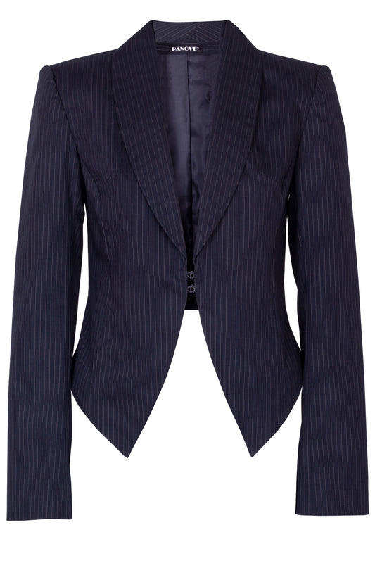 Navy-blue short striped jacket