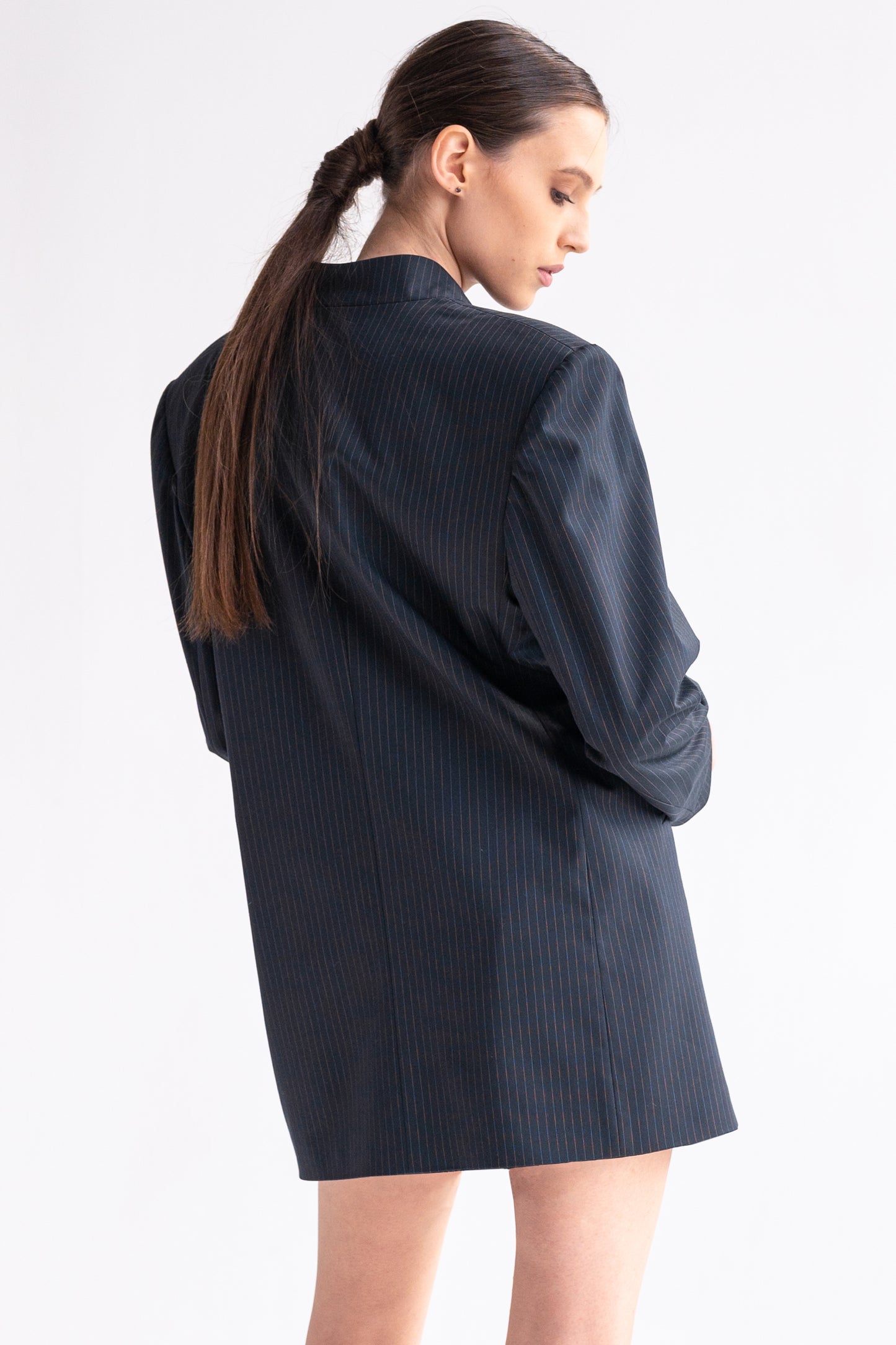 Oversized striped navy-blue jacket