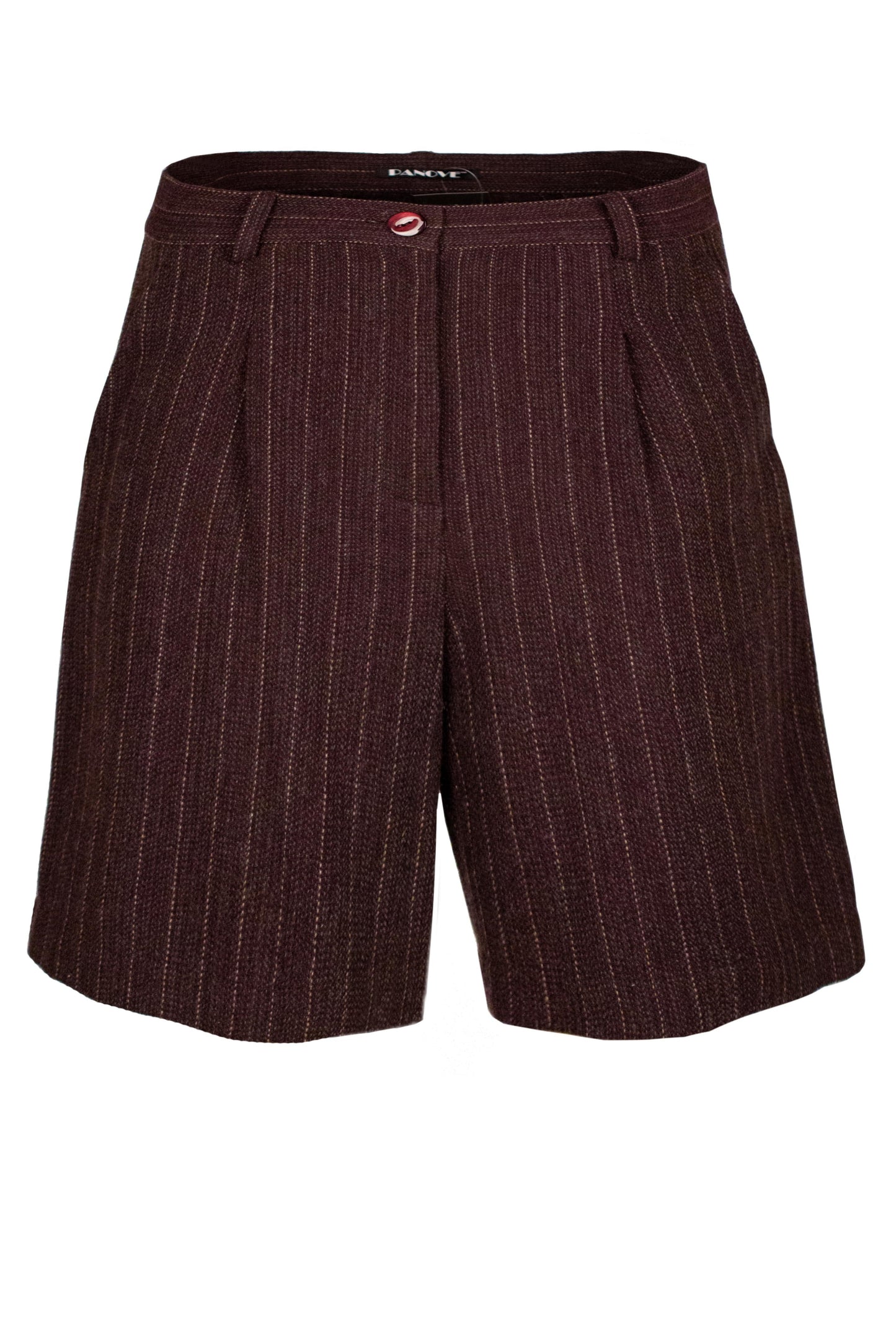 Straight-leg pinstriped herringbone wool shorts