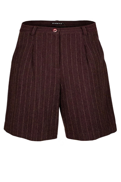 Straight-leg pinstriped herringbone wool shorts