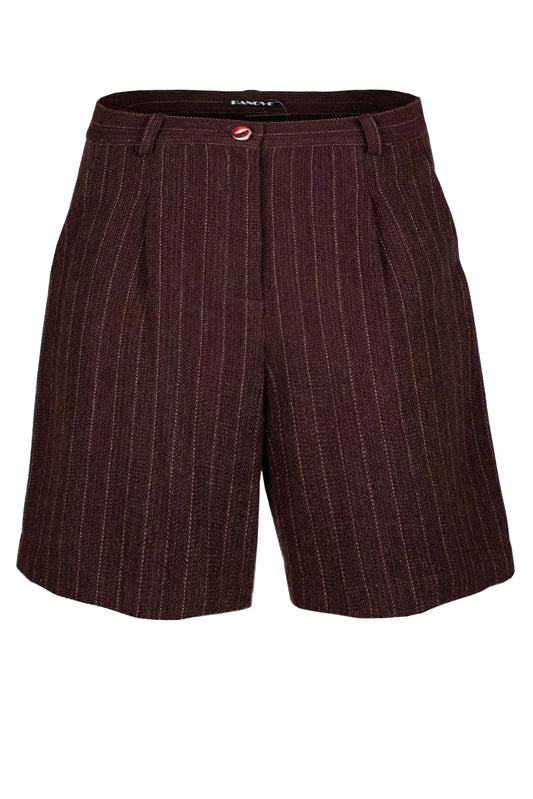Straight-leg pinstriped herringbone wool shorts