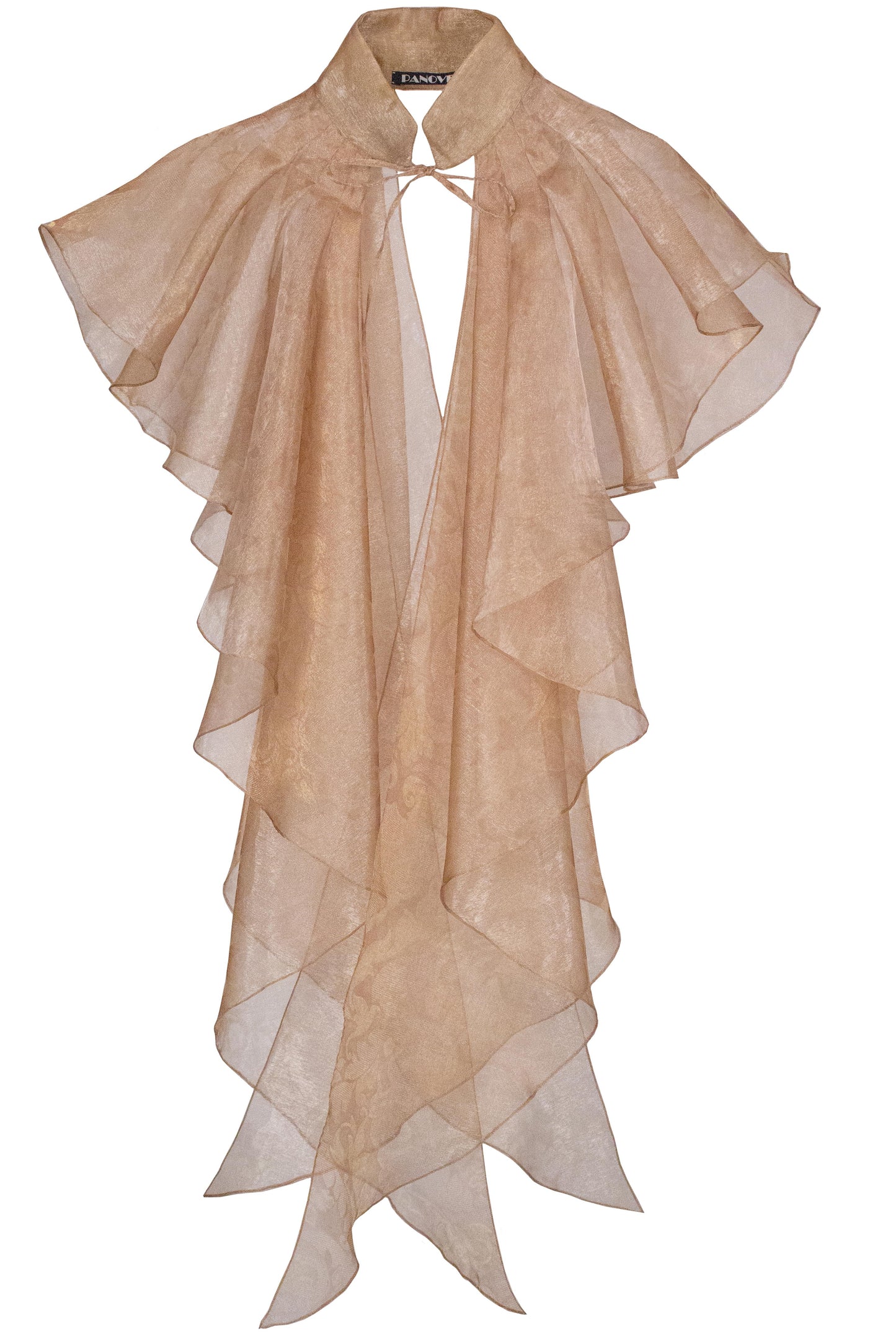 Ruffled organza jacquard turtleneck wrap