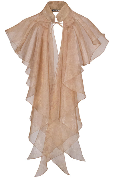 Ruffled organza jacquard turtleneck wrap