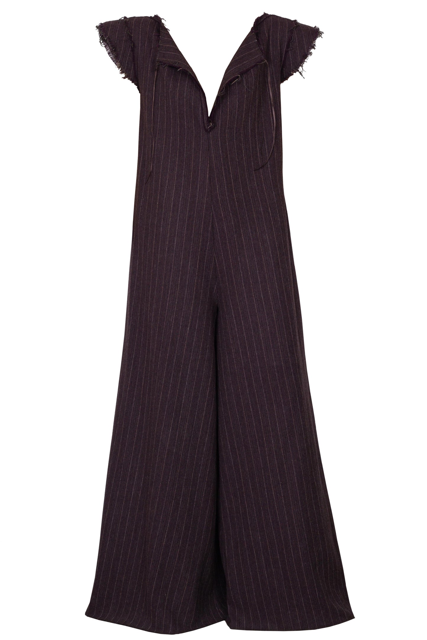 Oversized pinstriped herringbone wool wide-leg jumpsuit
