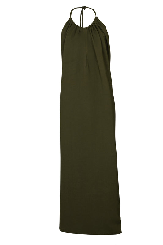 Open-back crepe maxi dress