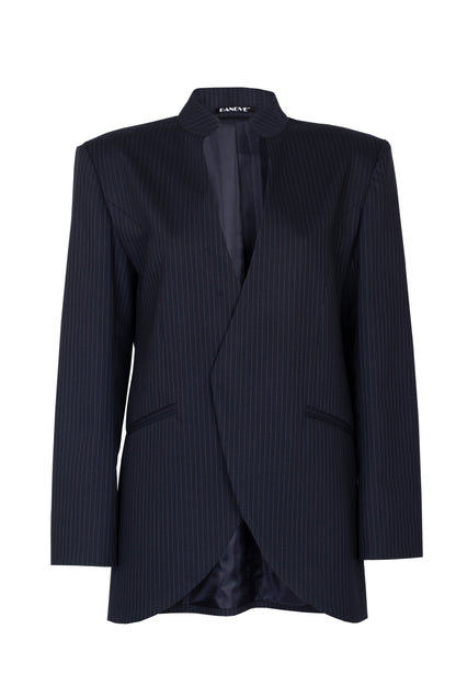 Oversized striped navy-blue jacket