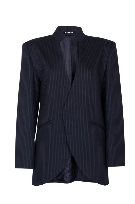 Oversized striped navy-blue jacket