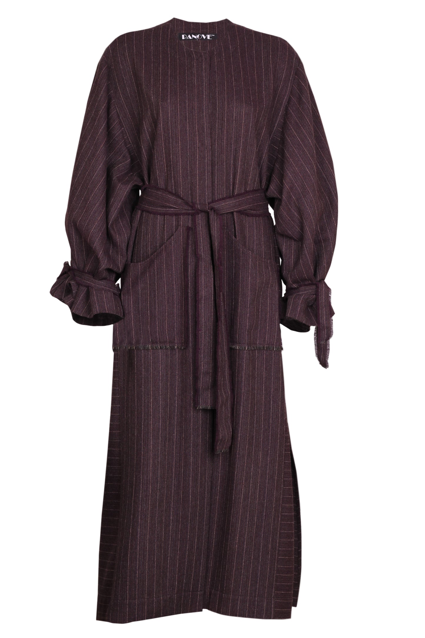 Драпірований вовняний піджак у тонку смужку