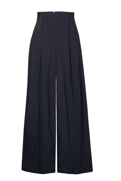 Navy-blue striped trousers