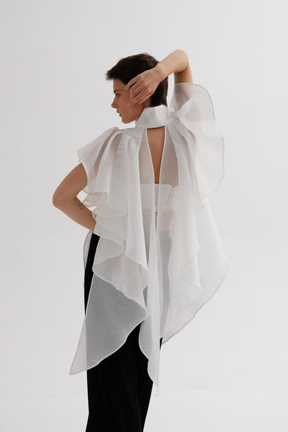 Jacquard organza cape collar