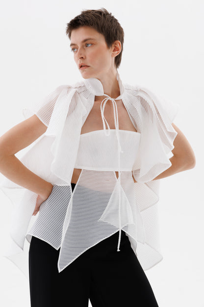 Jacquard organza cape collar
