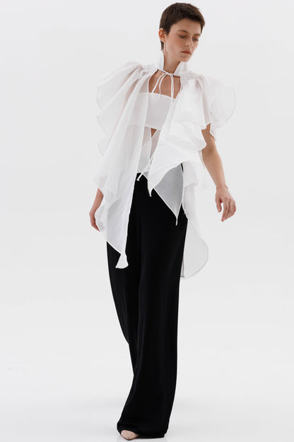 Jacquard organza cape collar
