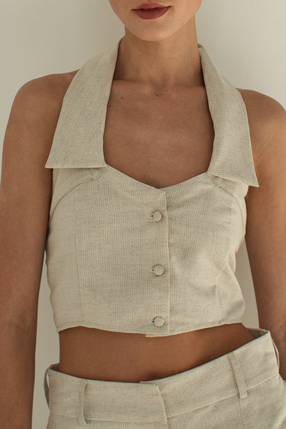 Cropped organic cotton and hemp-blend  top